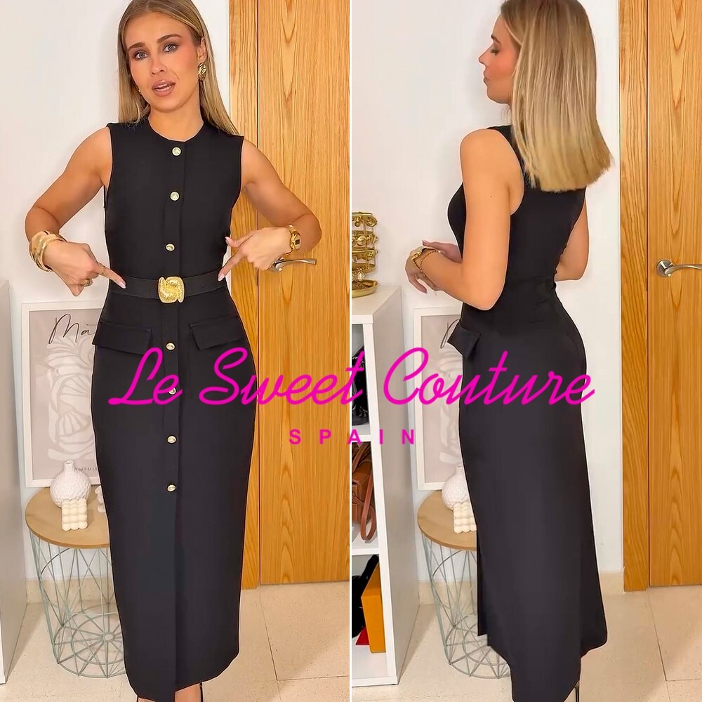ZARA WOMAN NWT SS25 BLACK BELTED CREPE MIDI DRESS ALL SIZES