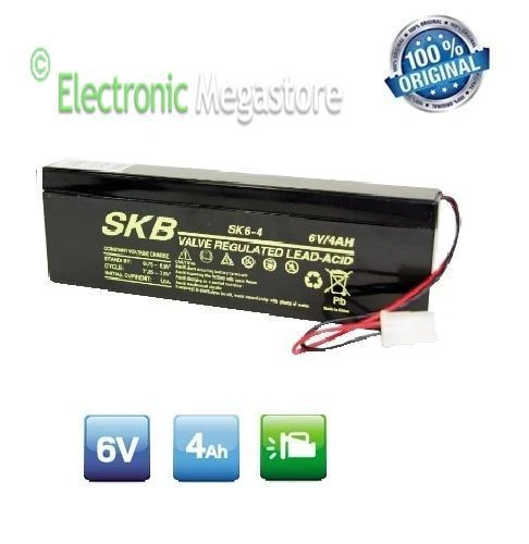RICAMBIO BATTERIA SKB BEGHELLI AL PIOMBO 6VOLT 4AH 4A SLIM BEGHELLI RICARICABILE