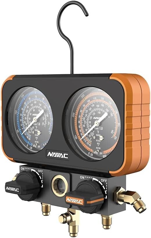 NAVAC N2A4 Manifold Gauge Class 1.0 Accuracy ImpactResistant HVAC