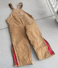 NWOT USA Made 44x30 Vintage CARHARTT R02 Red Quilt Tan / Brown Bib Overalls