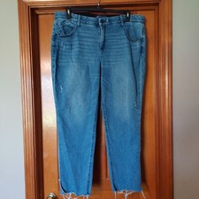 Democracy Ab Solution Booty Lift Stretch Jeans Pants Distessed Blue Plus Size 20