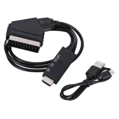 SCART To HDMI Cable Video Adapter SCART To HDMI Converter w/ USB Power  Cable UK