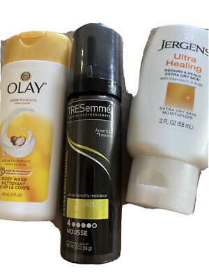 Jergens Body Lotion Olay Body Wash Tresemme Mousse Travel Size Lot Set