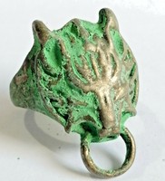 RARE ANCIENT ROMAN LEGIONARY SILVERED WOLF RING ARTIFACT MILITARY