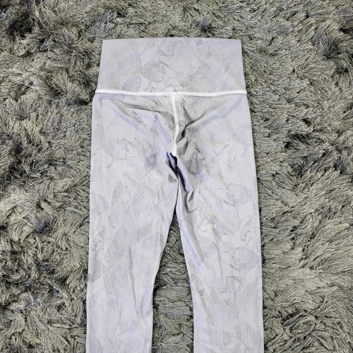 Lululemon Leggings Womens 4 Gray Printed Nylon Gym Workout Yoga Running Logo - Picture 16 of 18