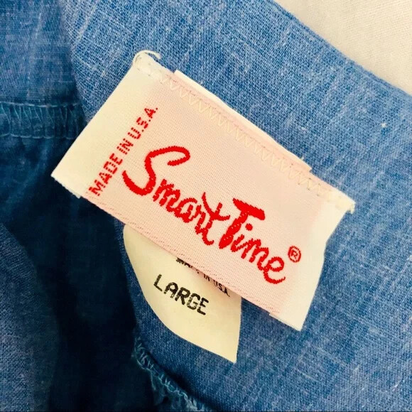 Vintage 2 Piece Housedress Blue by Smart Time Uni… - image 4