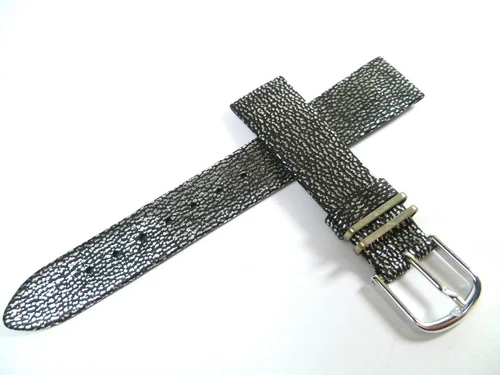 17mm BLACK SILVER WATCH STRAP SNAKE PRINT WATCH BAND LEATHER 1769