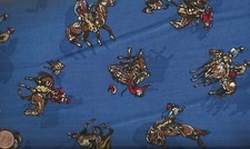 Ride Em Cowboy blue rodeo cowboys broncos Kaufman western fabric