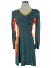 New! Jessica Simpson Gray Coral Color Block Sweater Dress Fit&Flare size S