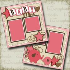Baby Mine Girl - 2 Premade Scrapbook Pages - EZ Layout 4042