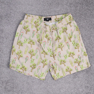 Forever 21 Cactus Desert Nature Medium Multicolor Lined Drawstring Swim Trucks