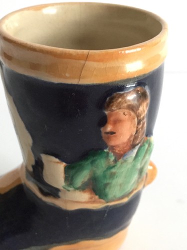 Vtg Munchen 3 1/4" Ceramic Souvenir Boot Shaped Holder 3D Embossed Beer Drinkers - 第 5/12 張圖片