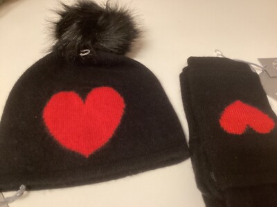 NEW Hannah Rose 100% Cashmere beanie &3-in-1gloves black  display picture 1