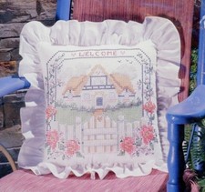 Bucilla Paint Stitching Kit - Pillow Cover "Welcome Cottage: forTulip Paints NOS