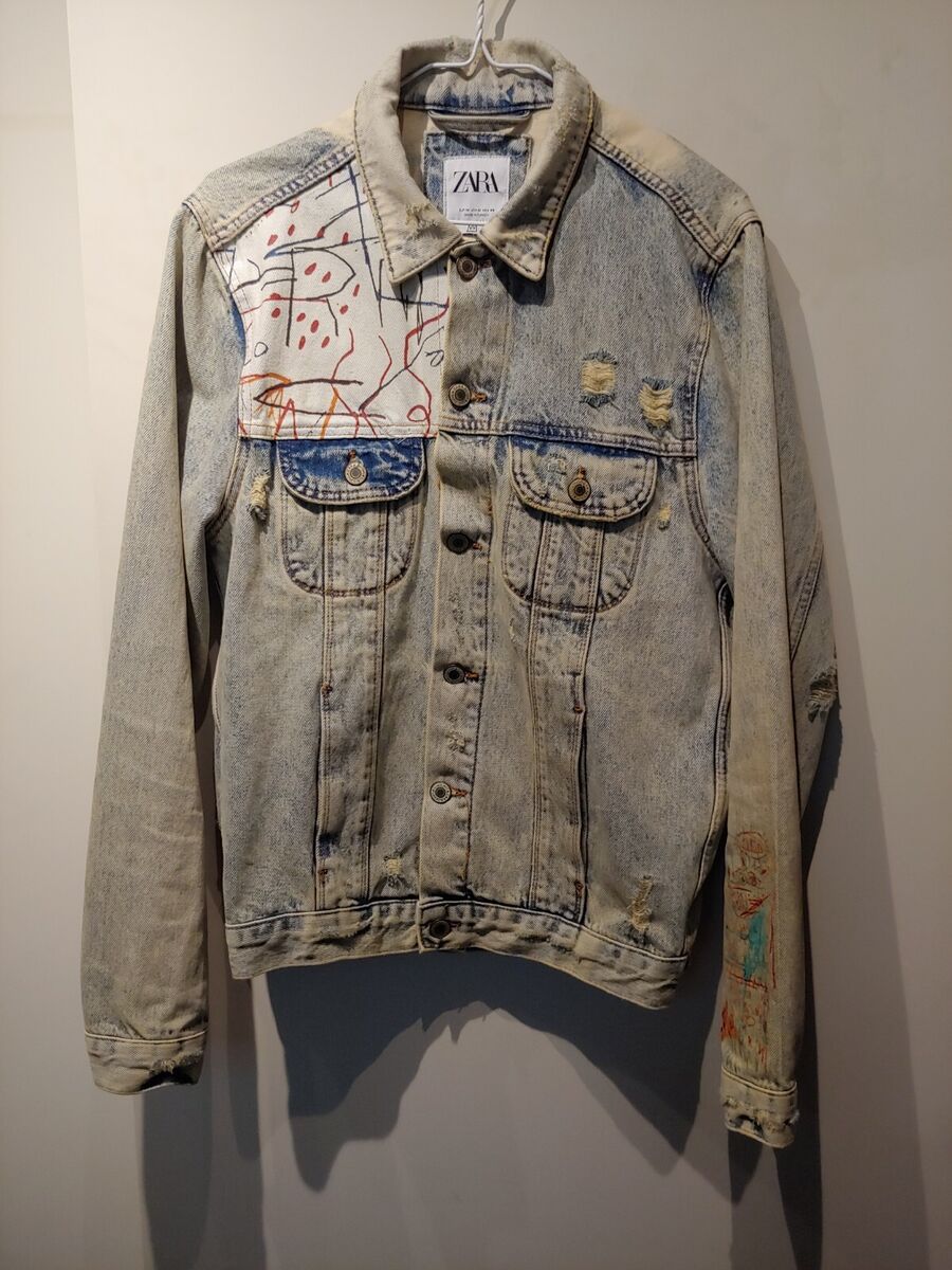 Zara x Jean-Michel Basquiat Denim Jacket Men's Medium Cotton Zara x Jean-Michel Basquiat Denim Jacket Men's Medium Cotton