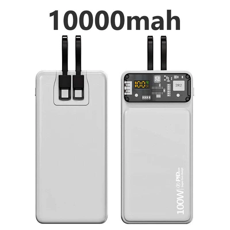 100W Super Fast Charging Power Bank with Built-in Cables Portable Charger Compatible with iPhone Samsung and More Devices 100W Super Fast Charging Power Bank with Built-in Cables Portable Charger Compatible with iPhone Samsung and More Devices