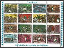 Equatorial Guinea, 1974, Napoleon, Horses, CTO Used Sheet of 16 Stamps #C62727