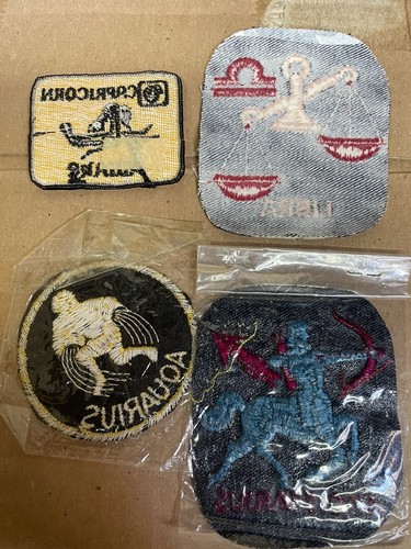 Vintage Lot 4 Patchs Aquarius, Libra, Sagittarius, Capricorn Unused 70’s - Picture 7 of 7