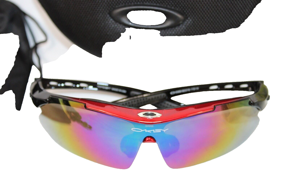 Oakley M2 Red Black Frame Low Bridge Sunglasses Cycling Polarized
