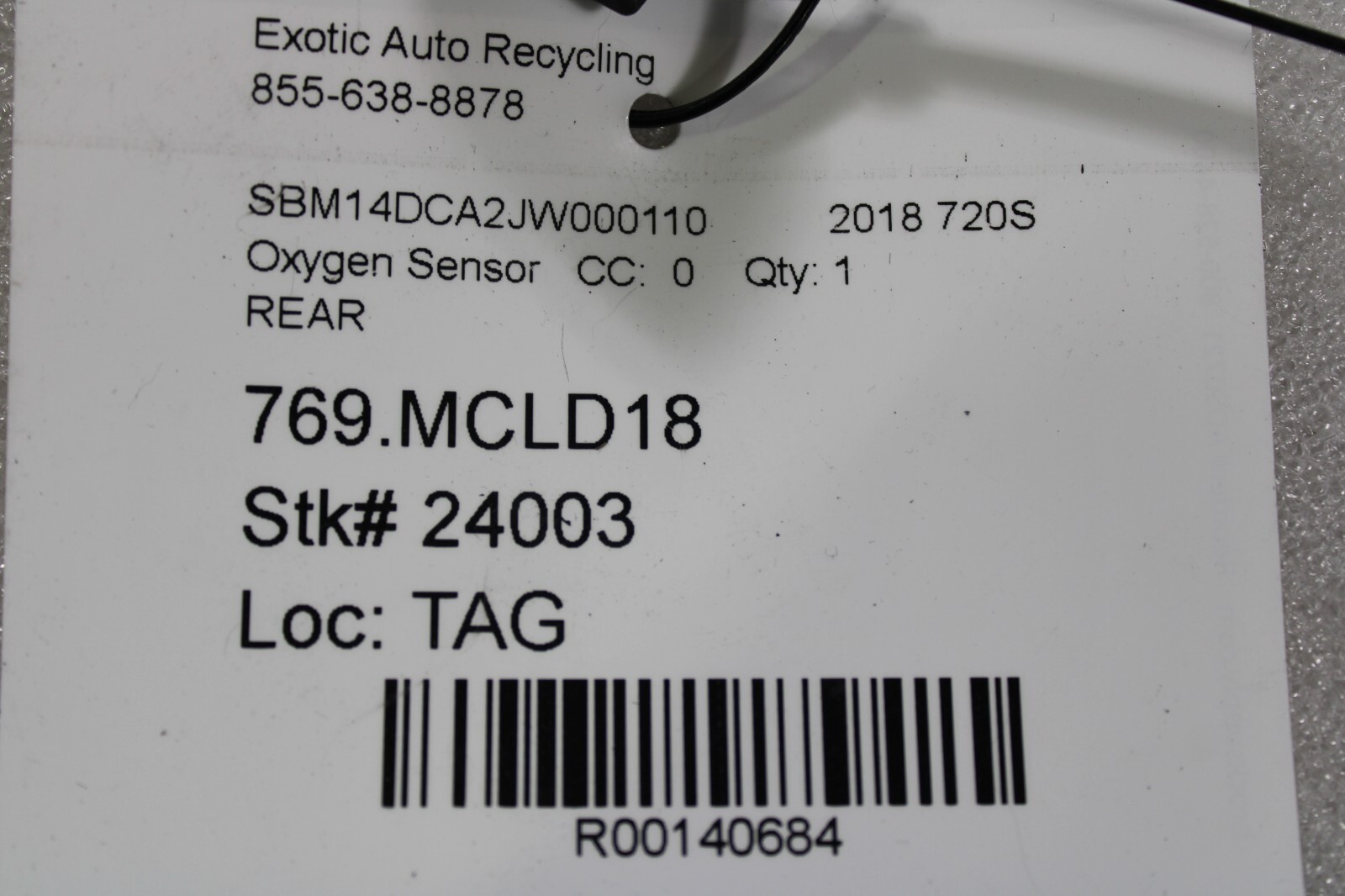 Mclaren 720S, Rear Oxygen Sensor, Used