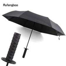Black Samurai Men's Umbrella, Automatic 8 Bones Folding Windproof Umbrella
