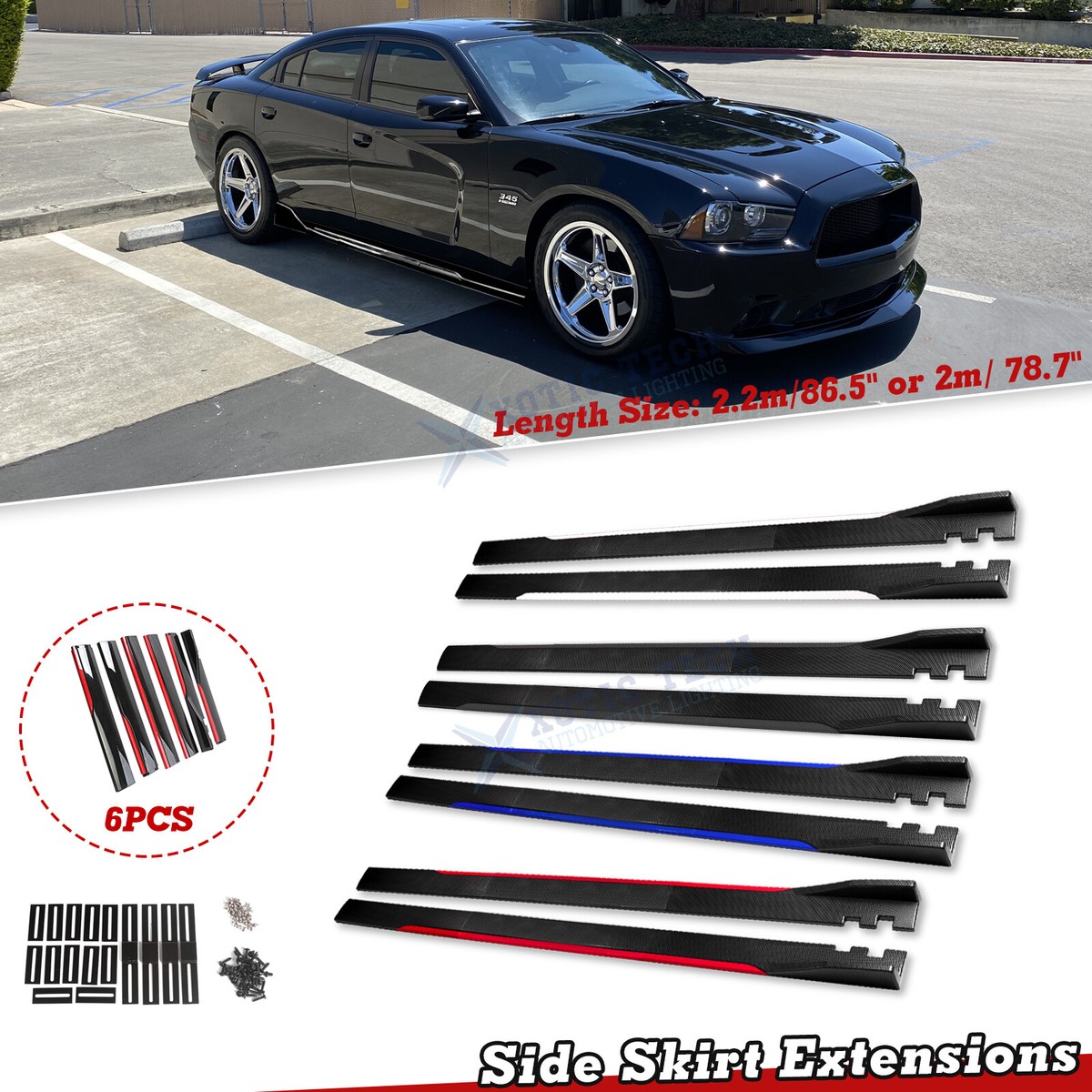 For Dodge Charger Challenger Set Side Skirt Rocker Diffuser Panel
