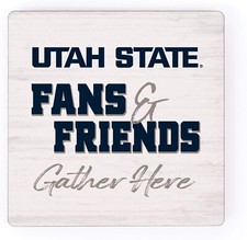 Set of 2 Utah State University Fans and Friends Gather Here MDF Wood Magnet