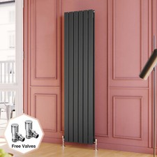 Anthracite Vertical Radiator Double 1800 x 452 Flat Panel Tall Rads With Valves