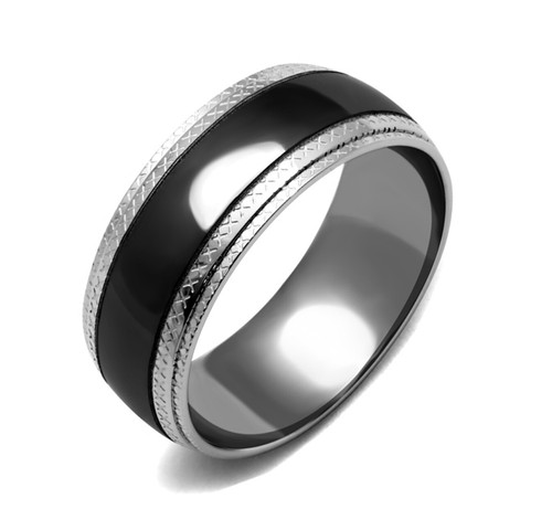 4 PCS Couple Black IP Stainless Steel CZ Wedding Ring Set Mens Matching Band - Picture 6 of 6