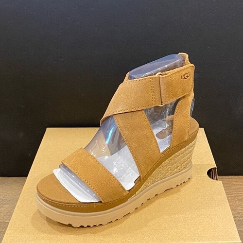 Ugg Ileana Chestnut Espadrille Wedges Sandals Shoes Heels Pumps 9.5 NEW