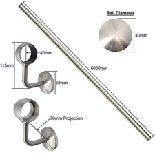 Handrail Kit Stair Balustrade Kit Satin Stainless Effect Brushed Chrome