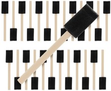 25 Pack  1" Foam Sponge Paint Brush Set Wood Handle Craft Touch Up Stain