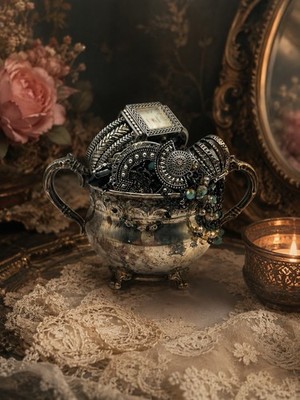 mystery jewelry jar  Stunningly Silver 