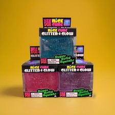 Nee Doh Nice Cube Glitter Glow Bundle Pink, Purple, and Blue