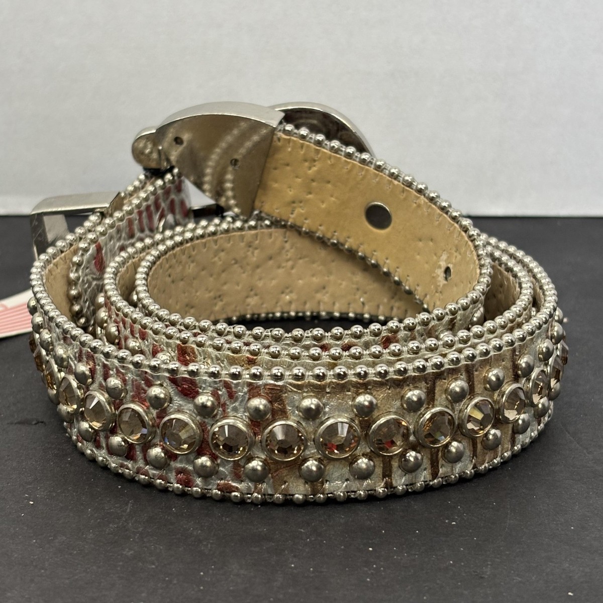 Belts by Simon silver metallic leather large belt with gold hardware S74cd1fe7062042469bcd6b24c768d  main image 3