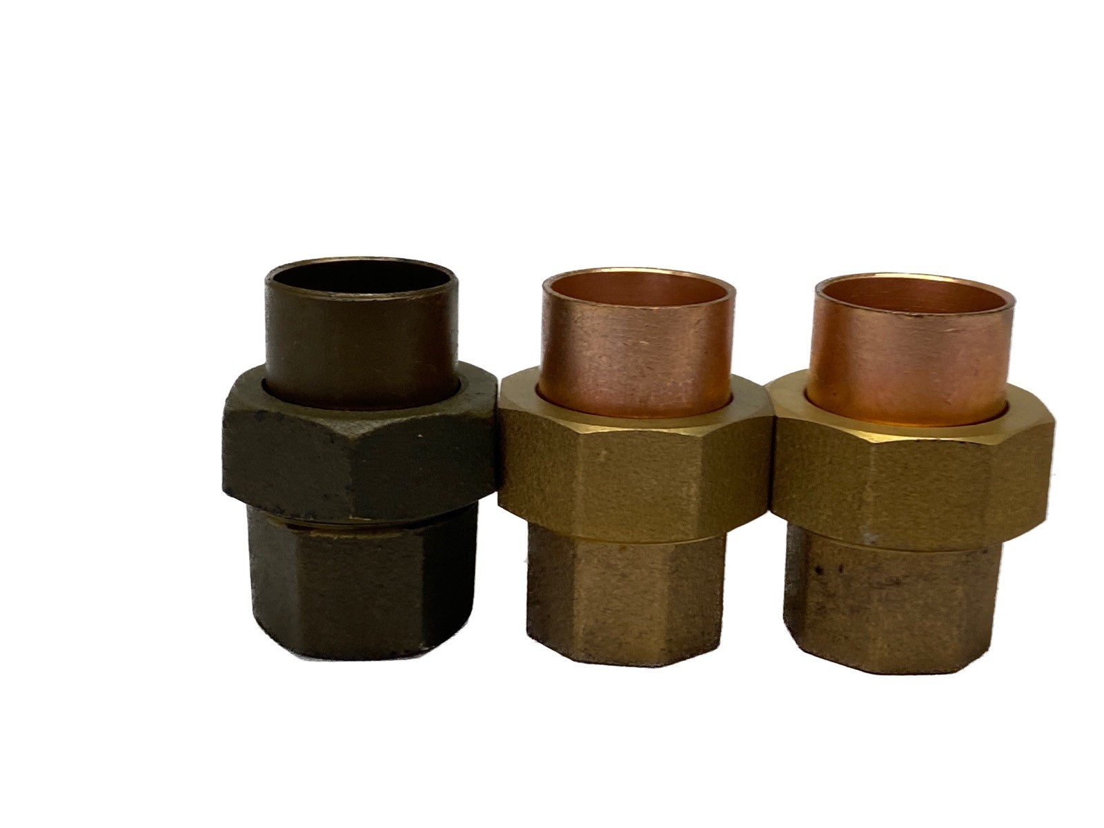 (3) NOS Unbranded 1-1/8” C x C Cast Copper Pipe Union Pressure Fitting