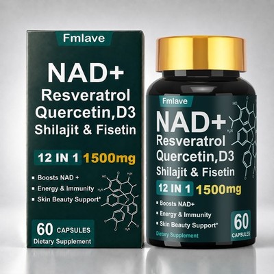 NAD+ Supplement with Resveratrol for Anti-Aging Energy Focus Vitality 60 Capsule