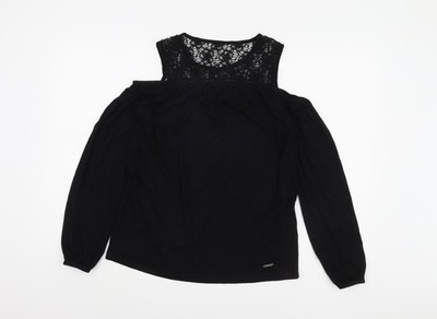 Laura Scott schwarze schulterfreie Spitzenbluse   Größe 6 Damen