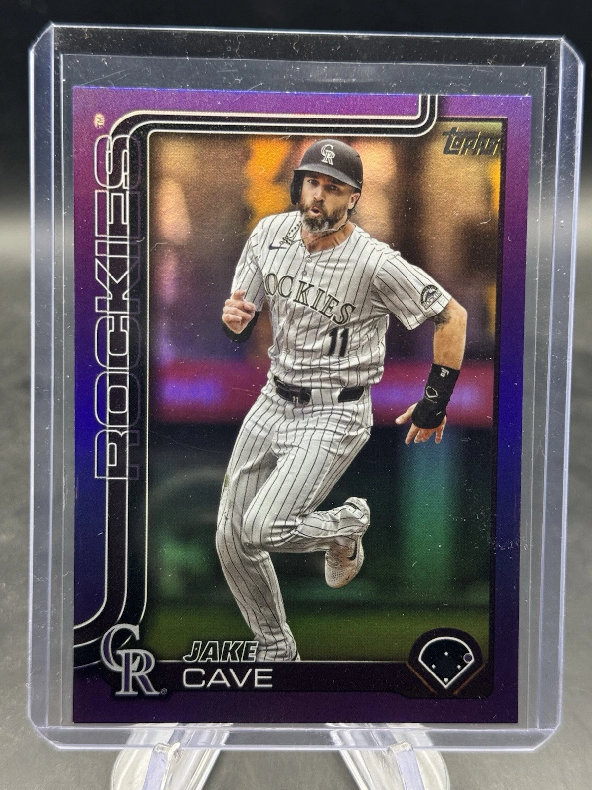 2025 Topps Series 1 Jake Cave Purple Rainbow Foil #188/250 Colorado Rockies