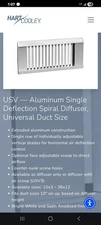 HART & COOLEY 10×6 Spiral Diffuser, Universal Duct Size W/ Adjustable AIR SCOOP