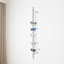 10x Eyeglass Display Rod Rack Aluminium Wall-Mounted Sunglasses Storage Frame US