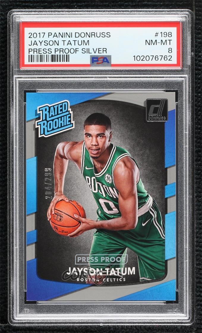 2017 Panini Donruss Rated Rookies Press Proof Silver /299 Jayson Tatum PSA 8 rv1