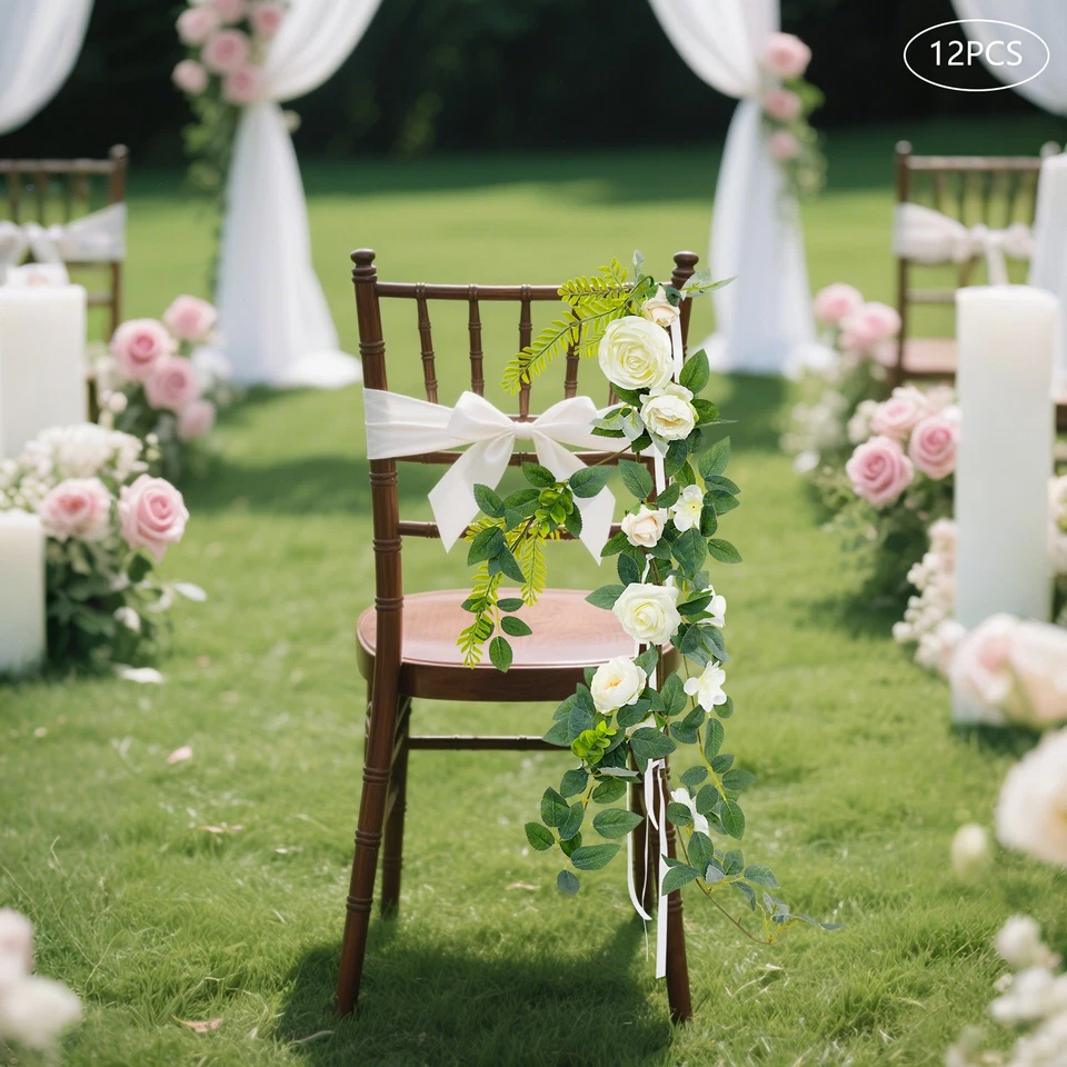 Wedding Chair Decoration, Artificial Pew Flower, Artificial Wedding Chair Flower - Image 4 of 4