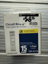 Leviton LB115-AFR 15A 1-Pole 120V AFCI Circuit Breaker Arc-Fault Protection