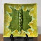 Royal Haeger Ashtray, 2073 USA Pottery 8" Square MCM Green Yellow Retro READ