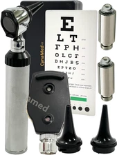 Otoscope Opthalmoscope Set ENT Medical Diagnostic Surgical Instruments-W/2 bulb
