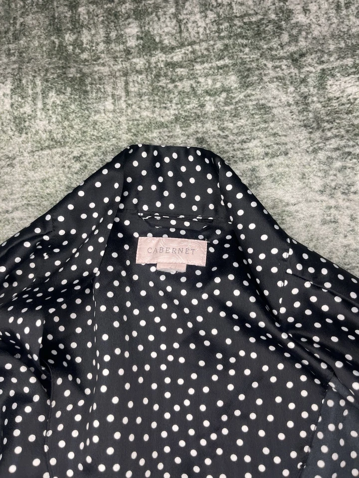 Pulôver Cabernet Feminino Robe M/L Preto Branco Bolinhas Gravata Lounge Seda Casual - Imagem 3 de 4