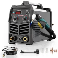 Plasma Cutter, 50 Amp Air Inverter Plasma Cutter, 110V/220V Dual Voltage Digi...