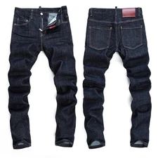 Men's Classic Slim fit Jeans Stretch High-quality nightclub Blue Biker Pants