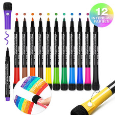 Image of 12 x Large Dry Wipe White Board Markers Pens Bullet Tip Black Blue Red Green UK